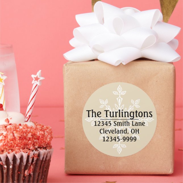 Pegatina Redonda Dirección personalizada de devolución de copo de n (Fiesta)