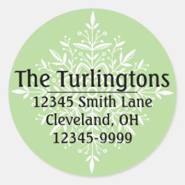 Pegatina Redonda Dirección personalizada de devolución de copo de n