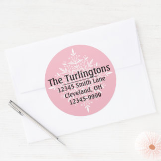 Pegatina Redonda Dirección personalizada de devolución de copo de n