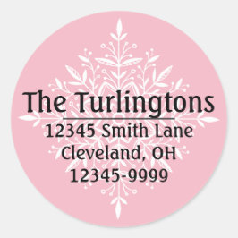 Pegatina Redonda Dirección personalizada de devolución de copo de n