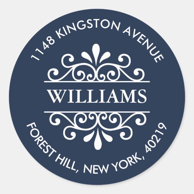 Pegatina Redonda Dirección simple de devolución de Personalizado de (Anverso)