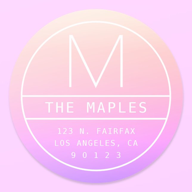 Pegatina Redonda Dirección y monograma de retorno modernos | Ombre  (Subido por el creador)