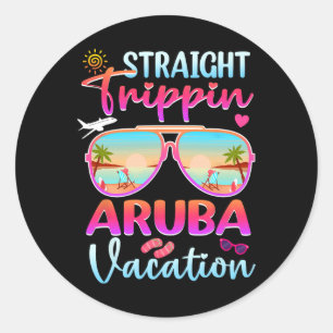 Pegatina Redonda Directa Trippin Aruba 2025 vacaciones de verano en