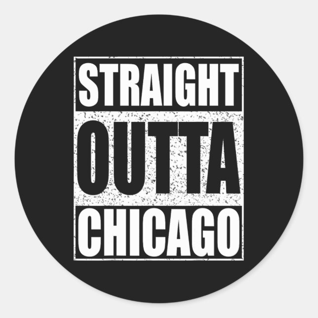 Pegatina Redonda Directamente fuera de Chicago Estado de Illinois (Anverso)