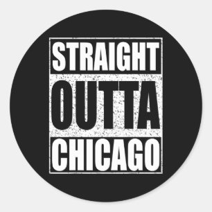 Pegatina Redonda Directamente fuera de Chicago Estado de Illinois