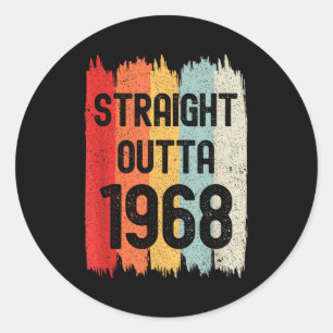 Pegatina Redonda Directo desde 1968 Divertido Cumpleaños Retro Incr