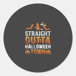 Pegatina Redonda Directo desde Halloween Town Bruja Murciélagos de 