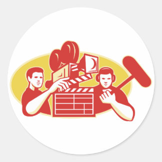 Pegatina Redonda Director de cine Cámara Clapper Soundman