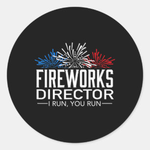 Pegatina Redonda Director De Fuegos Artificiales Shirt 4 De Julio C