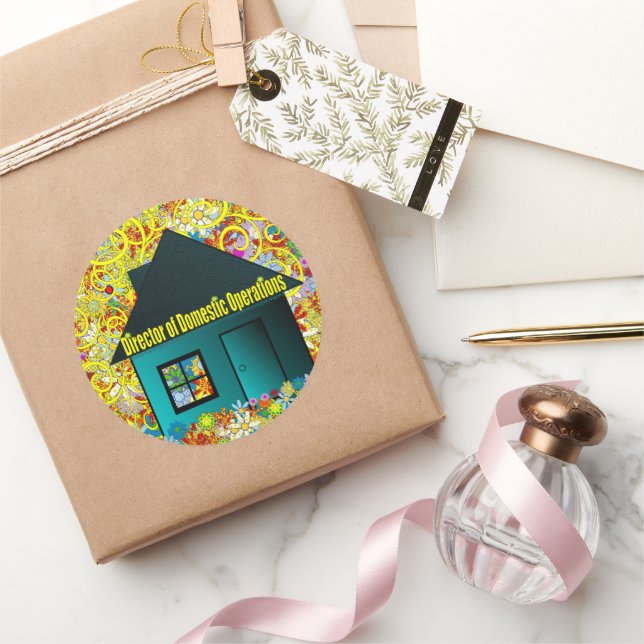 Pegatina Redonda Director de Operaciones Domésticas (Regalar)