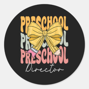 Pegatina Redonda Director de preescolar Groovy Coquette Lazo Lindo