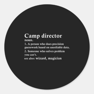 Pegatina Redonda Director del campamento Funny Camp Counselor Manag
