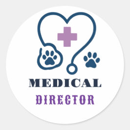 Pegatina Redonda 🩺 Director Médico Equipo de Hospital Veterinario