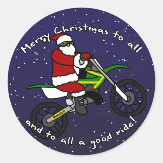 Pegatina Redonda Dirt Bike Santa