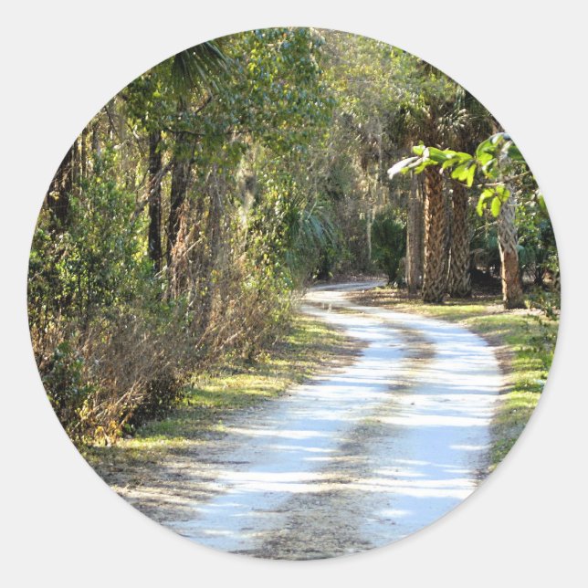 Pegatina Redonda Dirt Road en Micanopy, Florida (Anverso)