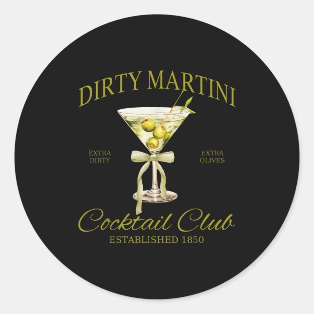 Pegatina Redonda Dirty Bachelorette Martini Tail Club Martini Drink (Anverso)