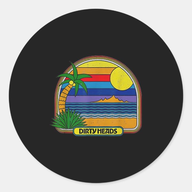 Pegatina Redonda Dirty Heads Retro Beach (Anverso)