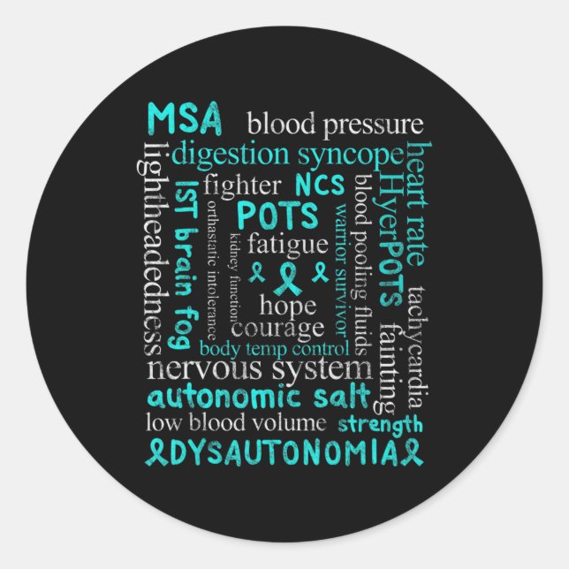 Pegatina Redonda Disautonomia Conciencia Mes Disautonomia Paciente (Anverso)