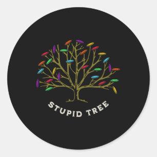 Pegatina Redonda Disc Golf - Árbol Estúpido Divertido Sarcástico 