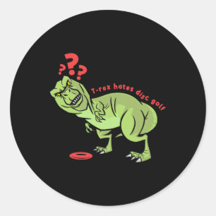 Pegatina Redonda Disc Golf Divertido T Rex Niños 
