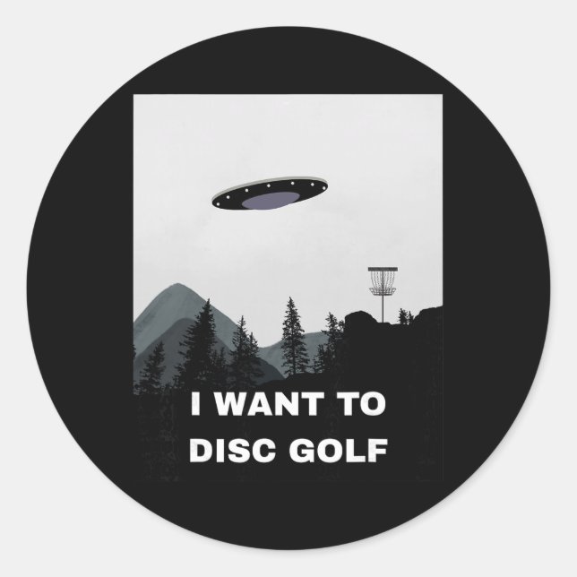 Pegatina Redonda Disc Golf Ufo  (Anverso)