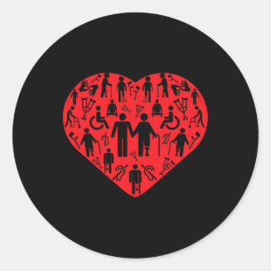 Pegatina Redonda Discapacidad Amor silla de ruedas Parapleg cuadrip