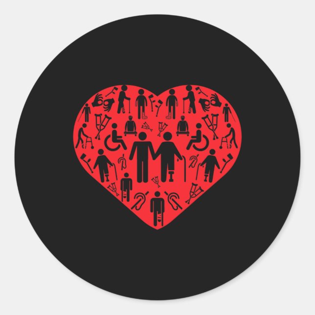 Pegatina Redonda Discapacidad Amor silla de ruedas Parapleg cuadrip (Anverso)