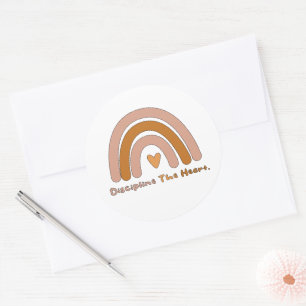 Pegatina Redonda Disciplina el arcoiris colorido motivacional del c