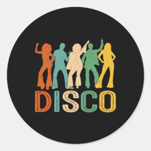 Pegatina Redonda Disco 70 Disco Danza Retro de Hielo Típico