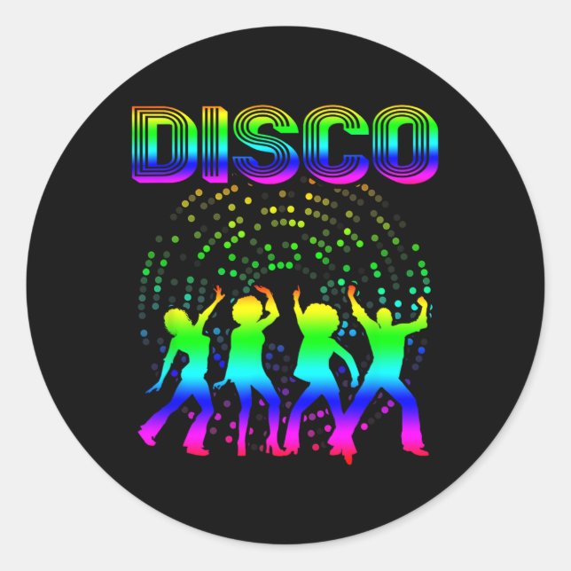Pegatina Redonda Disco 70 Disco Danza Retro de Hielo Típico (Anverso)