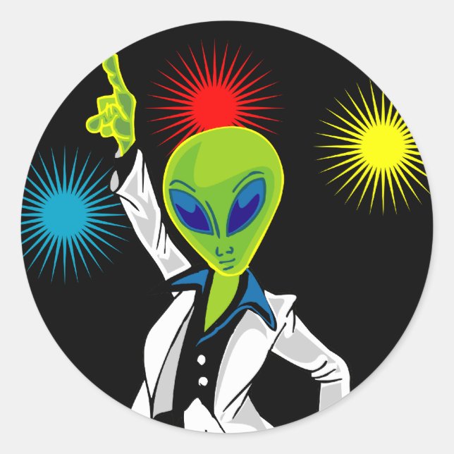 Pegatina Redonda Disco Alien (Anverso)