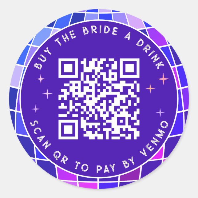 Pegatina Redonda Disco Bachelorette Comprar A La Novia Una Bebida C (Anverso)