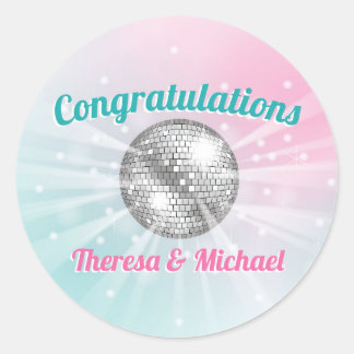 Pegatina Redonda Disco Ball Baby Shower Groovy