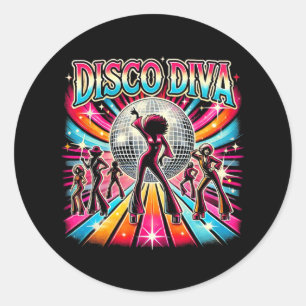 Pegatina Redonda Disco Ball Disco Diva Queen