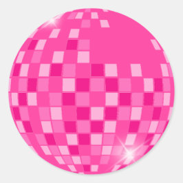Pegatina Redonda Disco Boogie Rosa Fucsia