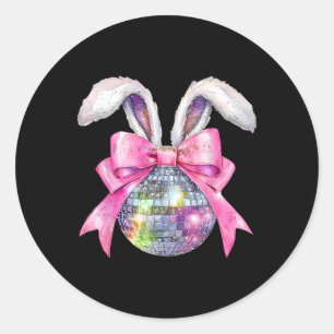 Pegatina Redonda Disco Byll Bunny Coquette Bow Easter Disco Happy E