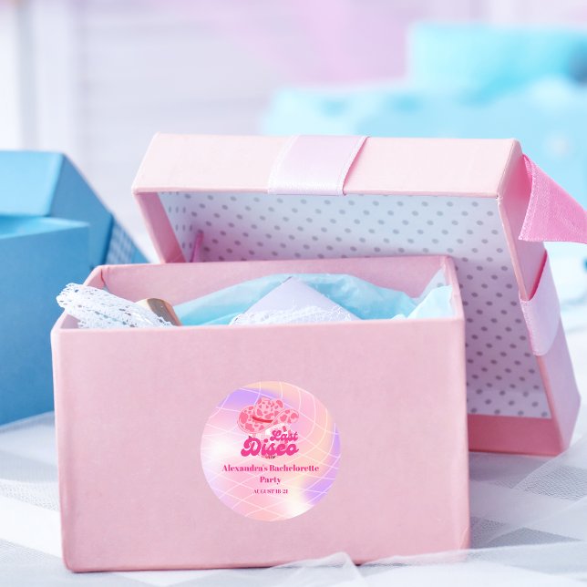 Pegatina Redonda Disco Cowgirl Pink Rodeo Bachelorette (Subido por el creador)