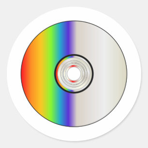 Pegatina Redonda Disco de CD en blanco con arcoiris