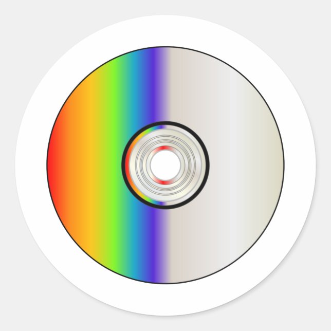 Pegatina Redonda Disco de CD en blanco con arcoiris (Anverso)