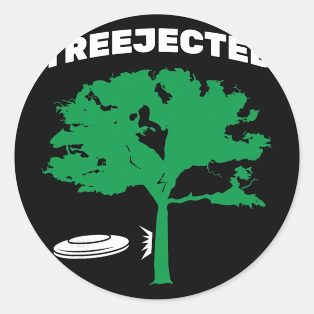 Pegatina Redonda Disco de Disco Golf Treejected volador (Anverso)