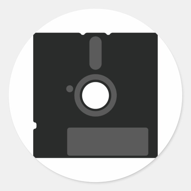 Pegatina Redonda Disco de disquete Oldschool 5.5 Geek (Anverso)