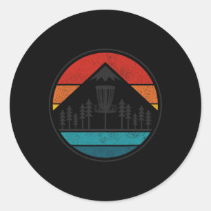Pegatina Redonda Disco de golf antiguo Rolf Retro Frisbee Golfista 