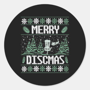 Pegatina Redonda Disco de Golf Vintage Feo Navidad Alegre Discmas P
