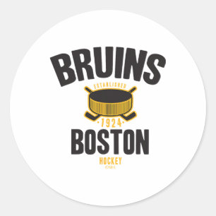 Pegatina Redonda Disco de Hockey Boston Bruins Blanco Licencia Ofic