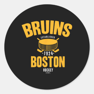 Pegatina Redonda Disco de hockey Boston Bruins negro con licencia o
