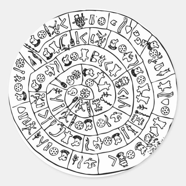 Pegatina Redonda Disco de Phaistos (Anverso)