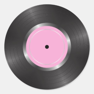 Pegatina Redonda Disco de reproducción larga de vinilo
