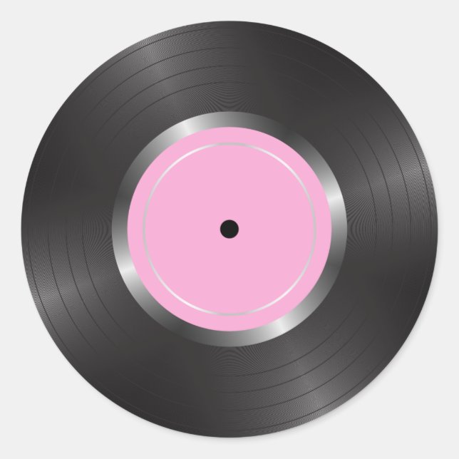 Pegatina Redonda Disco de reproducción larga de vinilo (Anverso)