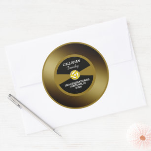 Pegatina Redonda Disco de vinilo 45 Familia Dirección de Registro d