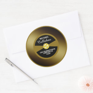 Pegatina Redonda Disco de vinilo 45 Grabación de Oro Dirección Pers